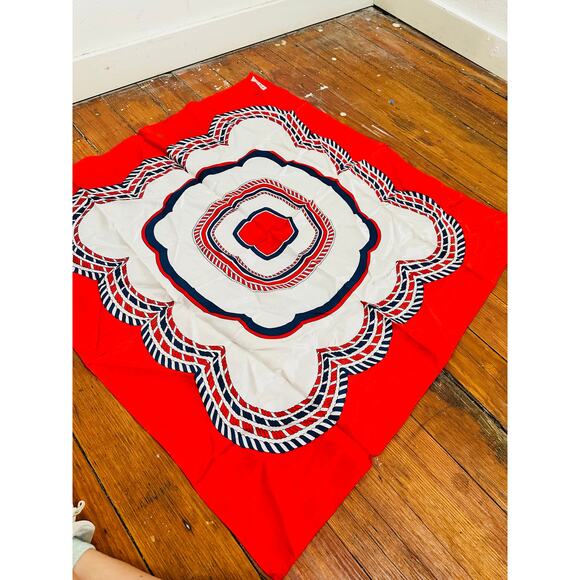 Vintage Paoli Red White Blue Geometric Abstract Rope Design 1960/70s Scarf - Picture 1 of 8